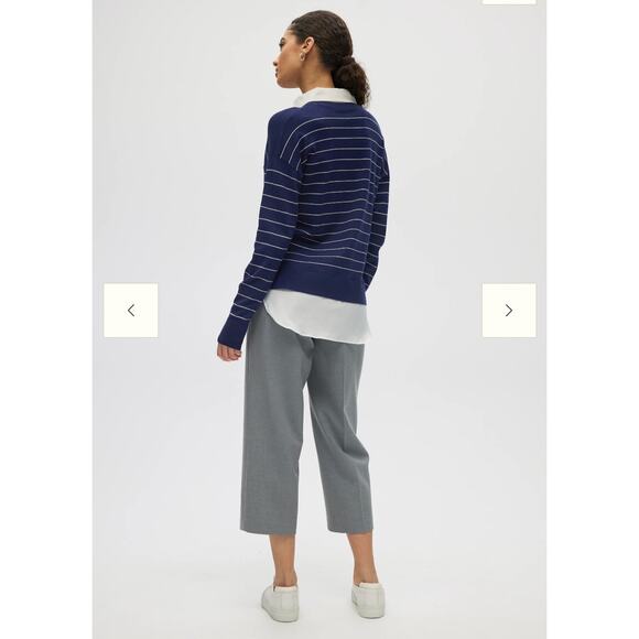 NEW Hilary Radley V-Neck Sweater Top Combo in Blue & Off-White Stripes(Size: XL) - Picture 5 of 5